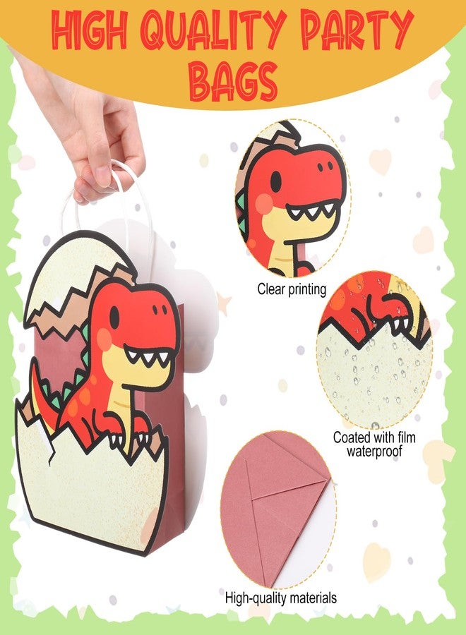 Tosstuki 24 Pcs Dinosaur Party Favor Bags 3D Dinosaur Birthday Gift Goodie Bags with Handles Little Dino Treat Paper Bag for Candy Dino Themed Birthday Party Decorations Supplies - Image 3